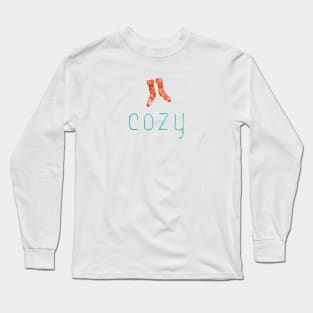 Merry Christmas Cozy with Knitted Socks Long Sleeve T-Shirt